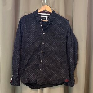 Men's Black and White Polka Dot Casual Shirt